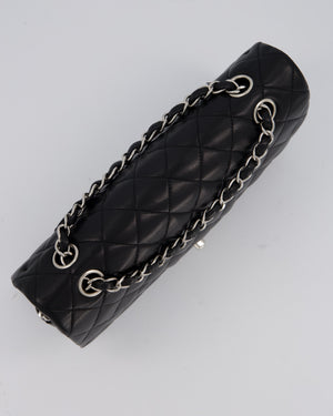 Chanel Medium Black Classic Double Flap Bag in Lambskin Leather with Silver Hardware