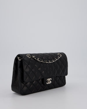 Chanel Medium Black Classic Double Flap Bag in Lambskin Leather with Silver Hardware