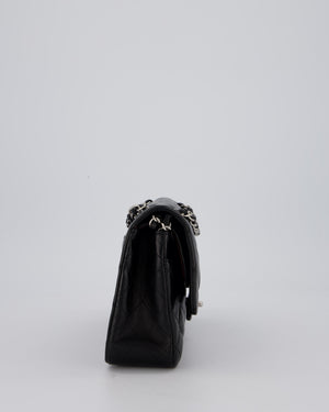 Chanel Medium Black Classic Double Flap Bag in Lambskin Leather with Silver Hardware