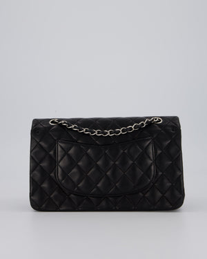 Chanel Medium Black Classic Double Flap Bag in Lambskin Leather with Silver Hardware