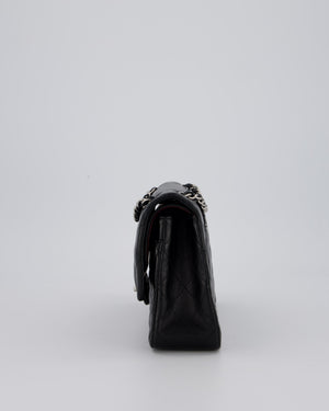 Chanel Medium Black Classic Double Flap Bag in Lambskin Leather with Silver Hardware