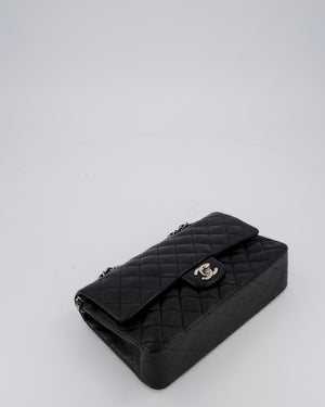 Chanel Medium Black Classic Double Flap Bag in Lambskin Leather with Silver Hardware