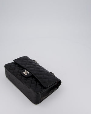 Chanel Medium Black Classic Double Flap Bag in Lambskin Leather with Silver Hardware