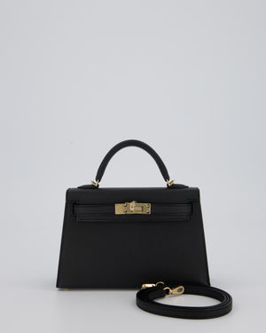*SUPER RARE* Hermès HSS Mini Kelly II 20 Verso Bag in Black Epsom Leather with Permabrass Hardware and Nata Interior