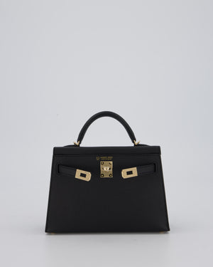 *SUPER RARE* Hermès HSS Mini Kelly II 20 Verso Bag in Black Epsom Leather with Permabrass Hardware and Nata Interior