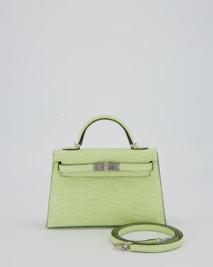 *SUPER RARE & HOT* Hermès Mini Kelly II 20 Bag in Jaune Bourgeon Alligator Mississippiensis Leather with Palladium Hardware
