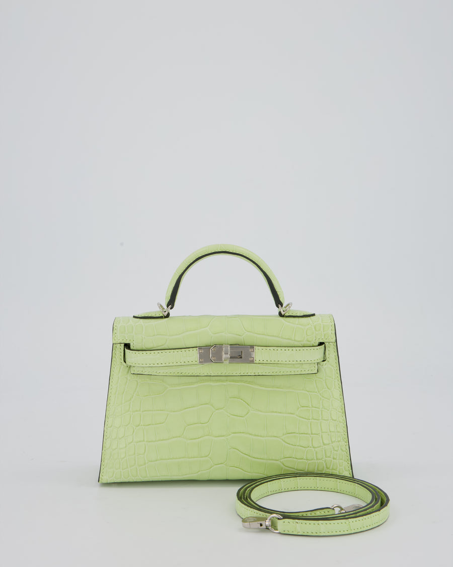 *SUPER RARE & HOT* Hermès Mini Kelly II 20 Bag in Jaune Bourgeon Alligator Mississippiensis Leather with Palladium Hardware