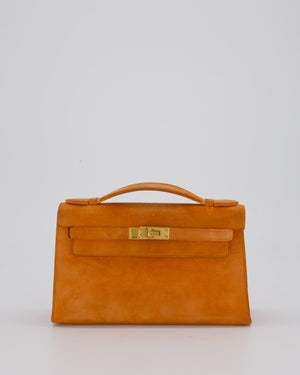 *SUPER RARE* Hermès Vintage Mini Kelly Pochette Bag in Orange Veau Doblis Leather with Gold Hardware