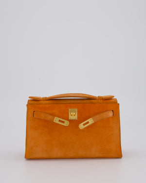 *SUPER RARE* Hermès Vintage Mini Kelly Pochette Bag in Orange Veau Doblis Leather with Gold Hardware
