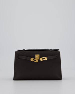 *RARE* Hermès Kelly Pochette Bag in Bai Brun Swift Leather with Gold Hardware