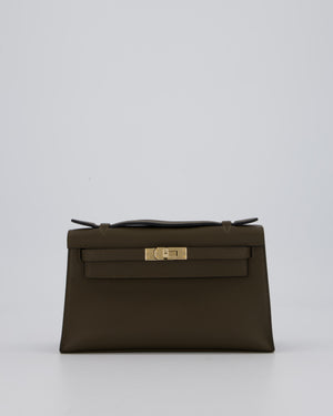 *NEW COLOUR* Hermès Mini Kelly Pochette Bag in Vert Loden Swift Leather and Permabrass Hardware