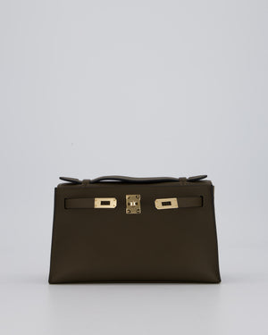 *NEW COLOUR* Hermès Mini Kelly Pochette Bag in Vert Loden Swift Leather and Permabrass Hardware
