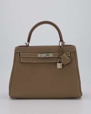 *FIRE PRICE* Hermès Kelly 28 Retourne Bag in Etoupe Togo Leather with Palladium Hardware