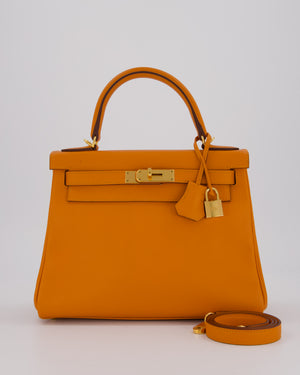 Hermès Kelly 28 Retourne Bag in Abricot Evercolor Leather with Gold Hardware