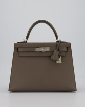 Hermès HSS Kelly 28 Sellier Bag in Gris Etain Epsom Leather with Palladium Hardware