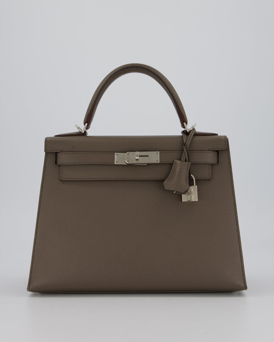 Hermès HSS Kelly 28 Sellier Bag in Gris Etain Epsom Leather with Palladium Hardware