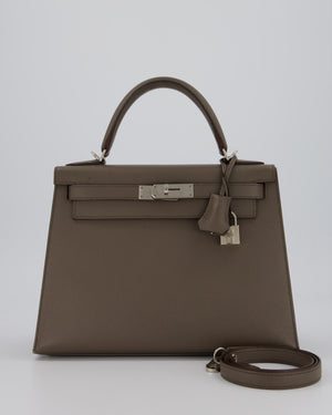 Hermès HSS Kelly 28 Sellier Bag in Gris Etain Epsom Leather with Palladium Hardware