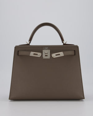 Hermès HSS Kelly 28 Sellier Bag in Gris Etain Epsom Leather with Palladium Hardware