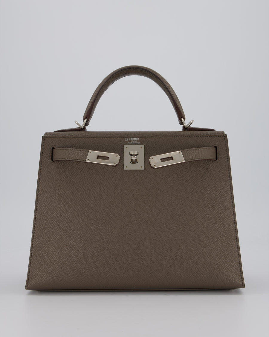 Hermès HSS Kelly 28 Sellier Bag in Gris Etain Epsom Leather with Palladium Hardware