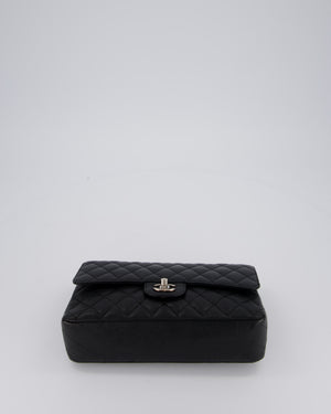 Chanel Medium Black Classic Double Flap Bag in Caviar Leather with Silver Hardware