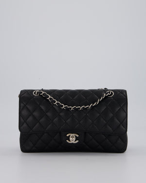 Chanel Medium Black Classic Double Flap Bag in Caviar Leather with Silver Hardware