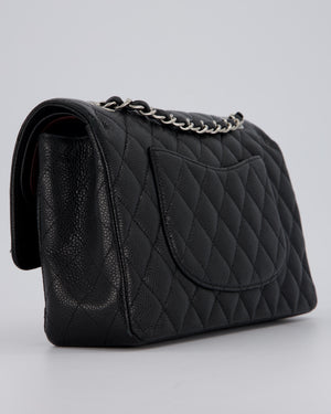 Chanel Medium Black Classic Double Flap Bag in Caviar Leather with Silver Hardware