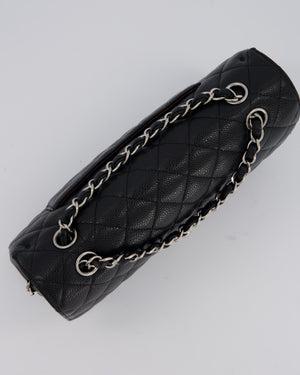 Chanel Medium Black Classic Double Flap Bag in Caviar Leather with Silver Hardware