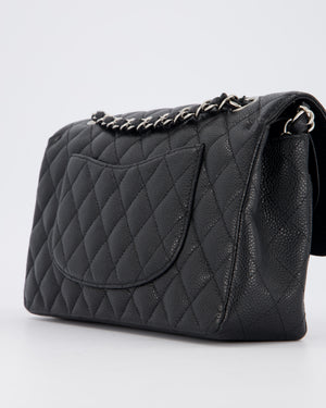 Chanel Medium Black Classic Double Flap Bag in Caviar Leather with Silver Hardware