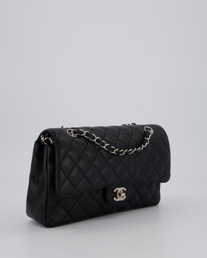 Chanel Medium Black Classic Double Flap Bag in Caviar Leather with Silver Hardware