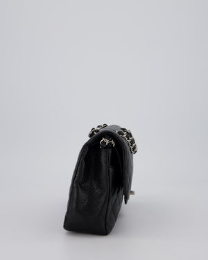 Chanel Medium Black Classic Double Flap Bag in Caviar Leather with Silver Hardware