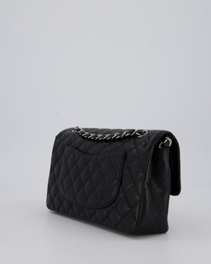 Chanel Medium Black Classic Double Flap Bag in Caviar Leather with Silver Hardware