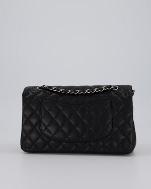 Chanel Medium Black Classic Double Flap Bag in Caviar Leather with Silver Hardware