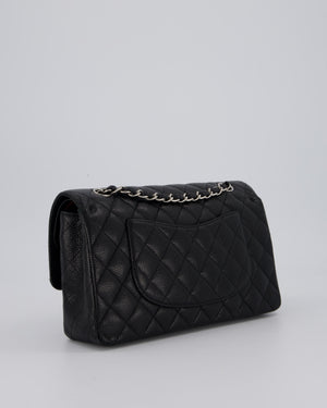 Chanel Medium Black Classic Double Flap Bag in Caviar Leather with Silver Hardware