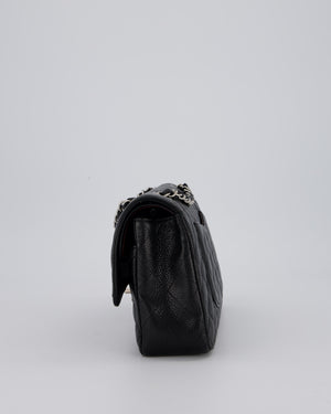 Chanel Medium Black Classic Double Flap Bag in Caviar Leather with Silver Hardware