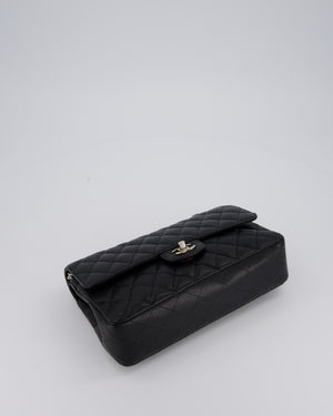 Chanel Medium Black Classic Double Flap Bag in Caviar Leather with Silver Hardware