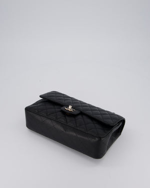 Chanel Medium Black Classic Double Flap Bag in Caviar Leather with Silver Hardware