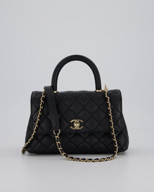 Chanel Small Coco Top Handle In Caviar Quilted Leather with Champagne Gold Hardware