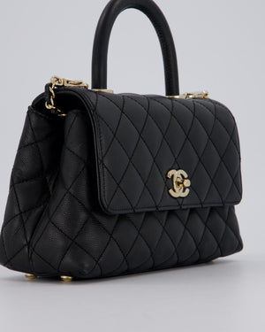 Chanel Small Coco Top Handle In Caviar Quilted Leather with Champagne Gold Hardware