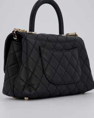 Chanel Small Coco Top Handle In Caviar Quilted Leather with Champagne Gold Hardware