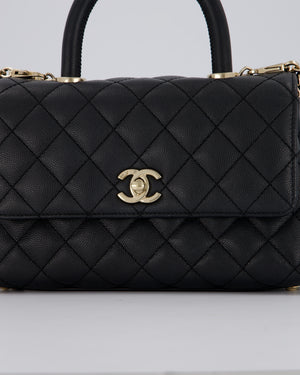 Chanel Small Coco Top Handle In Caviar Quilted Leather with Champagne Gold Hardware