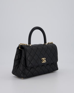 Chanel Small Coco Top Handle In Caviar Quilted Leather with Champagne Gold Hardware