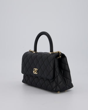 Chanel Small Coco Top Handle In Caviar Quilted Leather with Champagne Gold Hardware