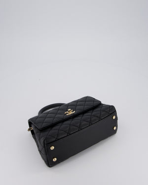 Chanel Small Coco Top Handle In Caviar Quilted Leather with Champagne Gold Hardware
