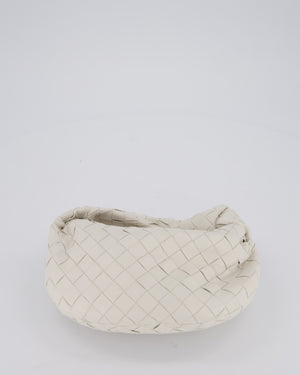Bottega Veneta White Mini Jodie Bag in Intrecciato Calfskin Leather with Gold Hardware