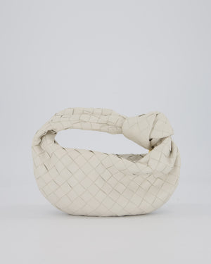 Bottega Veneta White Mini Jodie Bag in Intrecciato Calfskin Leather with Gold Hardware