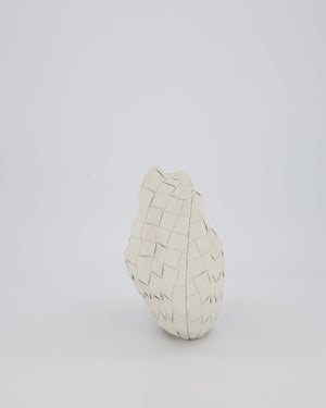 Bottega Veneta White Mini Jodie Bag in Intrecciato Calfskin Leather with Gold Hardware