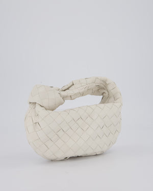 Bottega Veneta White Mini Jodie Bag in Intrecciato Calfskin Leather with Gold Hardware