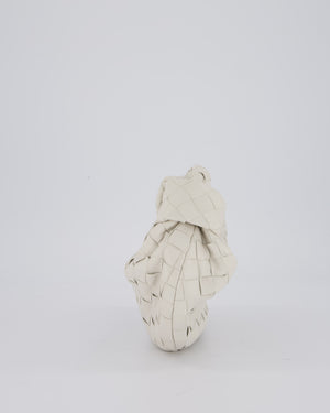 Bottega Veneta White Mini Jodie Bag in Intrecciato Calfskin Leather with Gold Hardware
