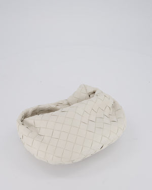 Bottega Veneta White Mini Jodie Bag in Intrecciato Calfskin Leather with Gold Hardware