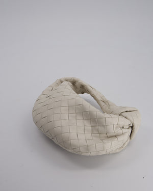 Bottega Veneta White Mini Jodie Bag in Intrecciato Calfskin Leather with Gold Hardware